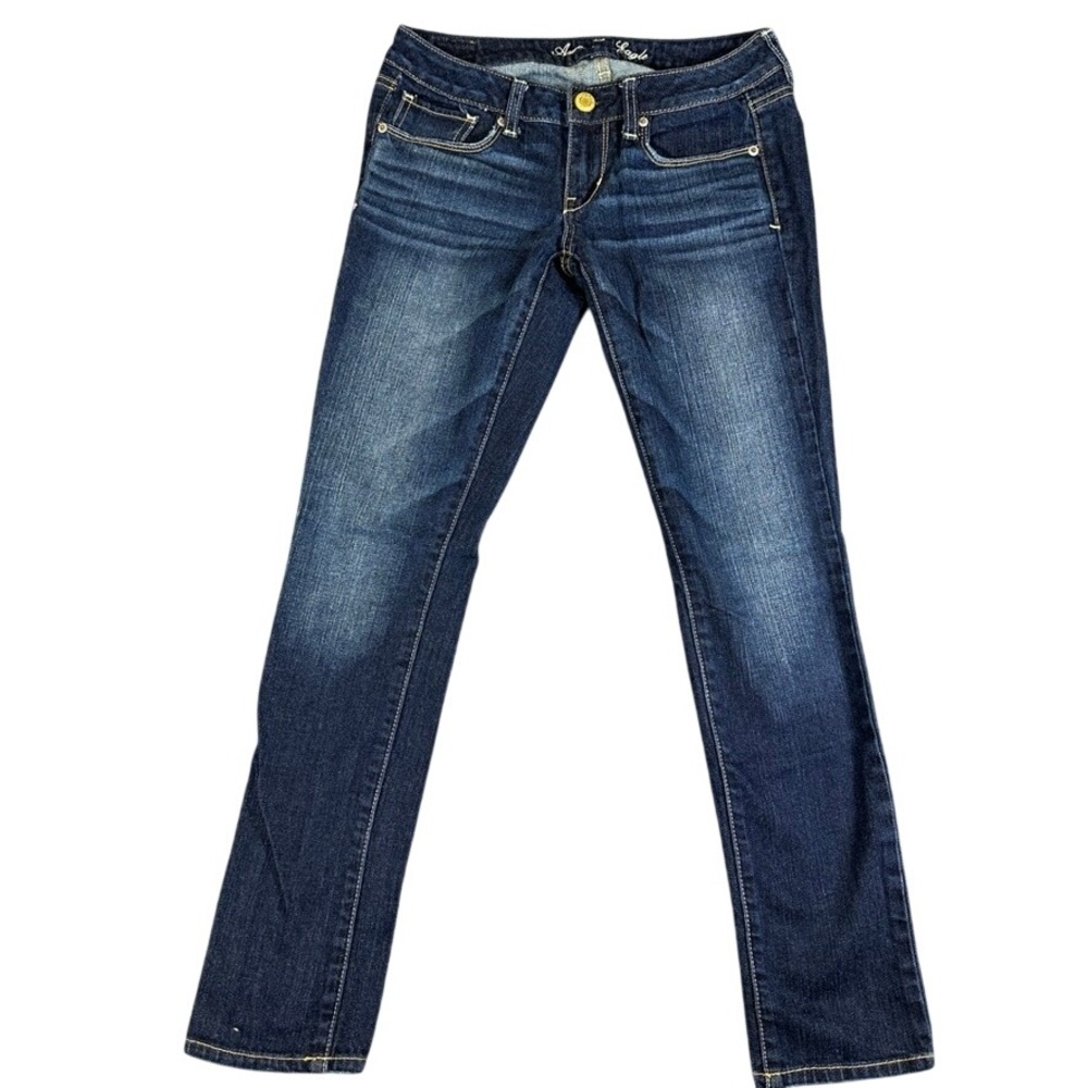 American Eagle Skinny Jeans Womens 2 Short Dark Wash Stretch Denim Low Rise